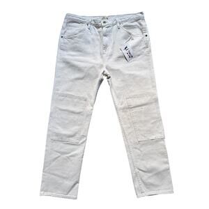 NWT Hey Gang Cream Straight Leg Double Knee Jeans 100% Cotton Women’s Size 32